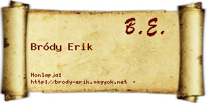 Bródy Erik névjegykártya